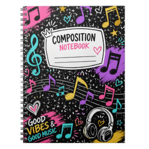 Carnet Notes de Musique Colorées & Composition de Bonnes
