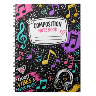 Carnet Notes de Musique Colorées & Composition de Bonnes