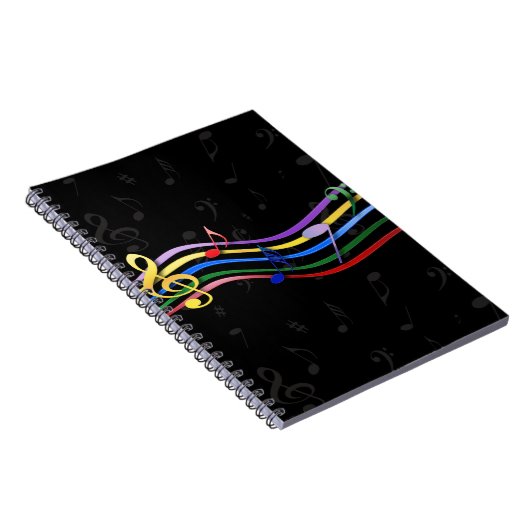 Carnet Notes de musique couleur arc-en-ciel (Côté Droit)