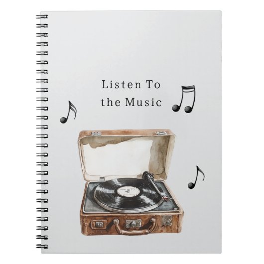 Carnet Notes de musique de platine tourne-disque (Devant)