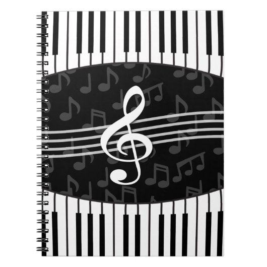 Carnet Notes de musique élégante Clé de fer et touches de (Devant)