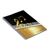 Carnet Notes de musique élégantes modernes noir or, touch (Côté Droit)