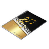 Carnet Notes de musique élégantes modernes noir or, touch (Côté gauche)