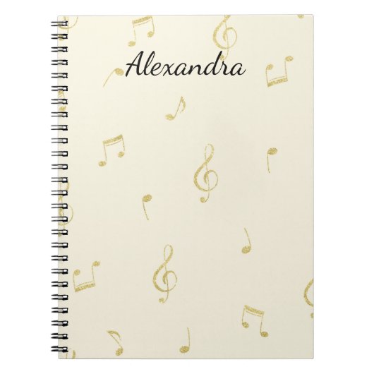 Carnet Notes de musique en or blanc (Devant)