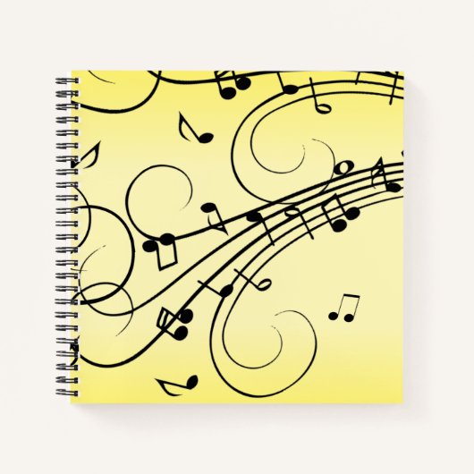 Carnet Notes de musique fantaisie jaune (Devant)
