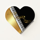 Carnet Notes de musique moderne Black Gold, Touches de pi (Dos)