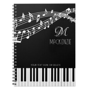 Carnet Notes de musique Piano Monogramme Nom