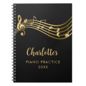 Carnet Notes de musique Piano Practice Gold Professeur &  (Devant)