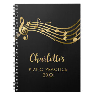 Carnet Notes de musique Piano Practice Gold Professeur &
