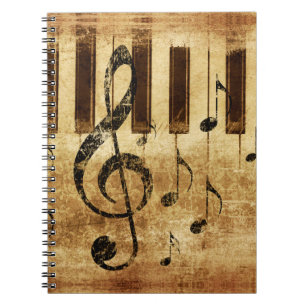 Carnet Notes de musique rétro et piano