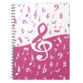 Carnet Notes de musique Treble Clef Wave en rose et blanc (Devant)