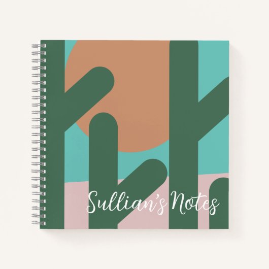 Carnet Notes de rappel de plante de cactus moderne (Devant)