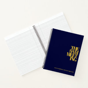 Carnet Notes de réunion d'affaires bleu marine or moderne