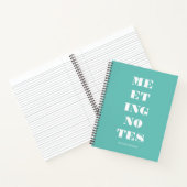 Carnet Notes de réunion en typographie verte turquoise mo (Intérieur)