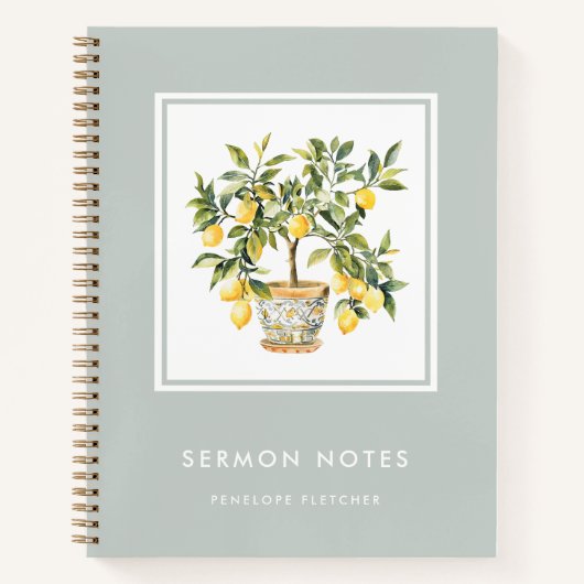 Carnet Notes de série Aquarelle moderne Arbre de citron (Devant)