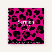 Carnet Notes de sermon à impression de guépard rose chaud (Devant)