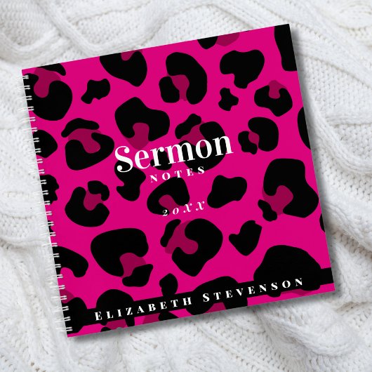 Carnet Notes de sermon à impression de guépard rose chaud