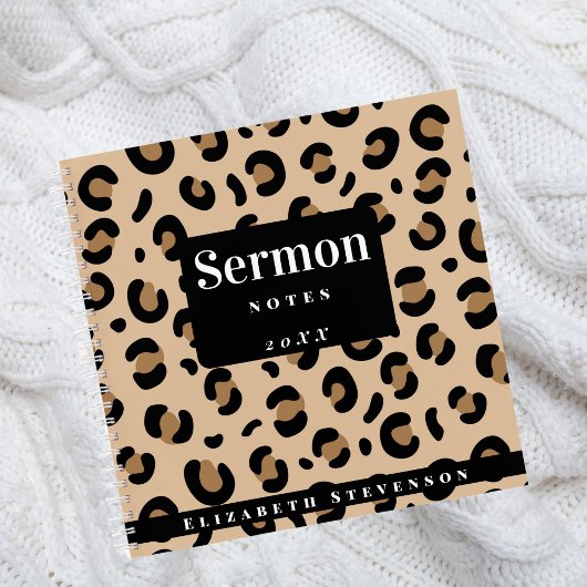 Carnet Notes de sermon imprimées léopard gras personnalis