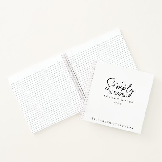 Carnet Notes de sermon noir et blanc simplement bénis mod (Intérieur)
