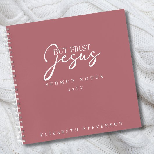 Carnet Notes de sermon rose Dusty moderne, mais premier J