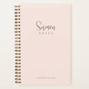 Carnet Notes de sermon Simple Minimal Blush Pink Calligra