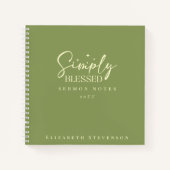 Carnet Notes de sermon vert Moss Simplement Béni Moderne (Devant)