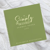 Carnet Notes de sermon vert mousse simplement bénies mode