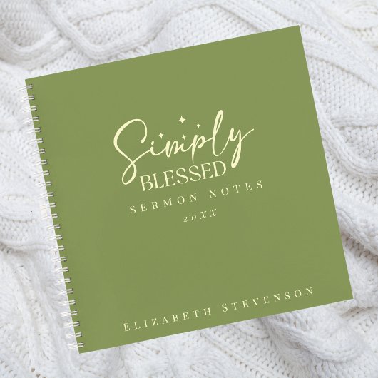 Carnet Notes de sermon vert mousse simplement bénies mode