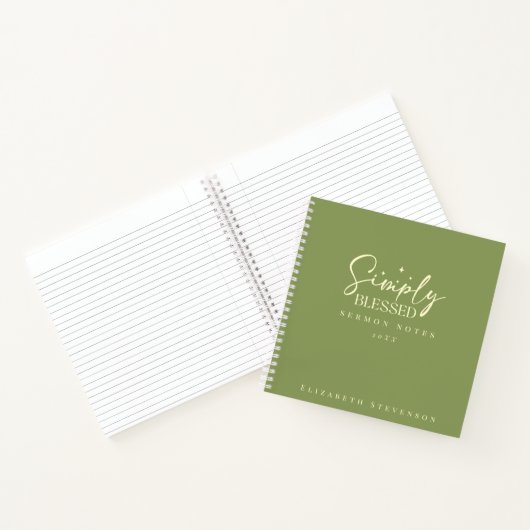 Carnet Notes de sermon vert mousse simplement bénies mode (Intérieur)