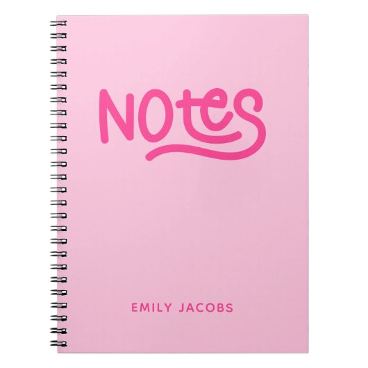 Carnet Notes de typographie à l'écriture manuscrite rose (Devant)