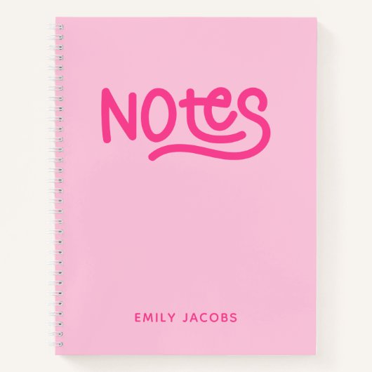 Carnet Notes de typographie à l'écriture rose (Devant)
