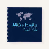 Carnet Notes de voyage famille Blue World Map (Devant)
