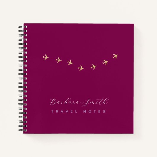 Carnet Notes de voyage Petits avions couleur vin (Devant)