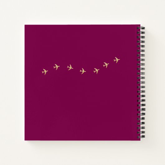 Carnet Notes de voyage Petits avions couleur vin (Dos)