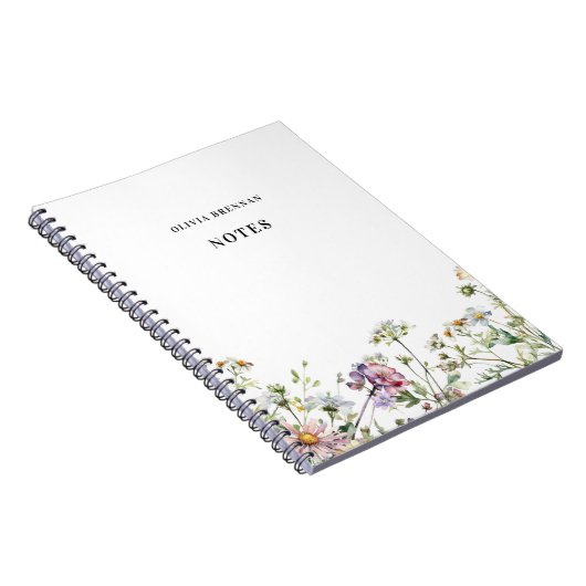 Carnet Notes délicates Fleurs sauvages de Meadow Moderne (Côté Droit)
