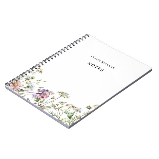 Carnet Notes délicates Fleurs sauvages de Meadow Moderne (Côté gauche)