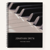 Carnet Notes d'enseignement de piano Classy noir et blanc (Devant)