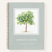 Carnet Notes du sermon Aquarelle Citron Arbre Sage Vert (Devant)