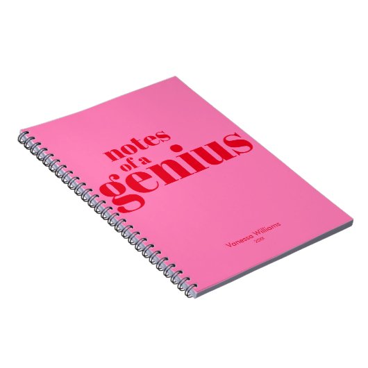 Carnet Notes d'un Genius Funny Modern Bold Rouge - Rose c (Côté Droit)