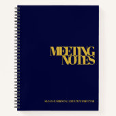 Carnet Notes d'une réunion d'affaires moderne Gold Navy B (Devant)