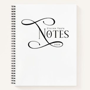 Carnet Notes Élégantes Modernes Personnalisées Noir Blanc