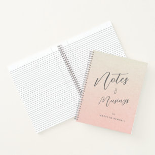 Carnet Notes et Musées Script Monogramme Dégradé Peach