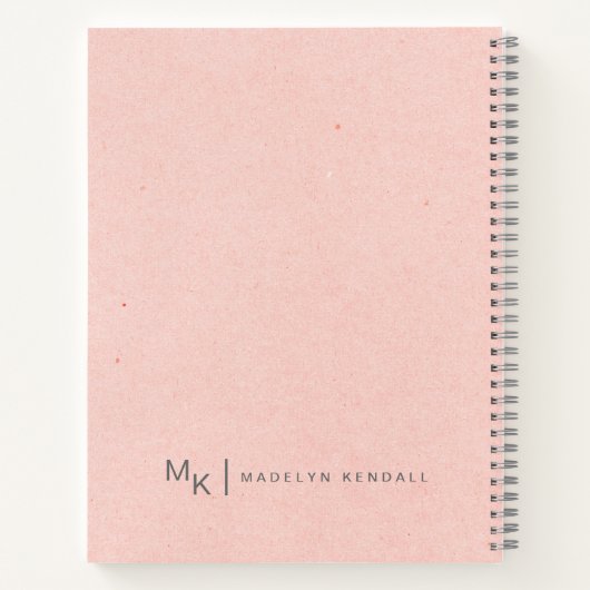 Carnet Notes et Musées Script Monogramme Peach Pink (Dos)