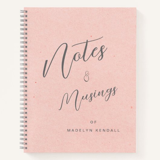 Carnet Notes et Musées Script Monogramme Peach Pink (Devant)