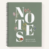 Carnet Notes florales Fleurs sauvages d'aquarelle personn (Devant)