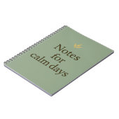 Carnet Notes for Calm Days – Minimalist Green Notebook (Côté gauche)