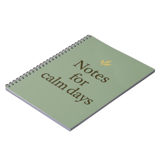 Carnet Notes for Calm Days – Minimalist Green Notebook (Côté gauche)