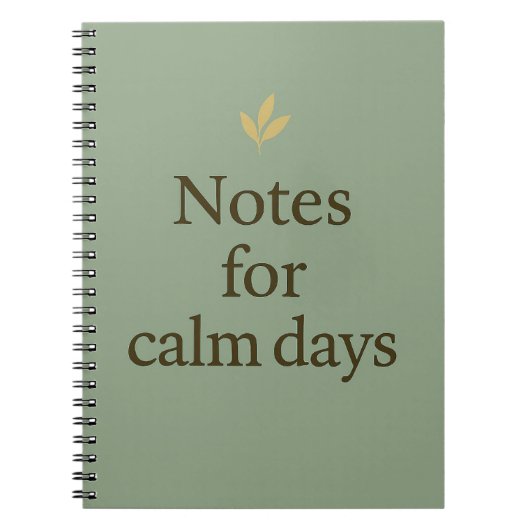 Carnet Notes for Calm Days – Minimalist Green Notebook (Devant)