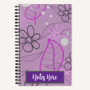 Carnet Notes ici motif spirale de feuilles de fleurs de p