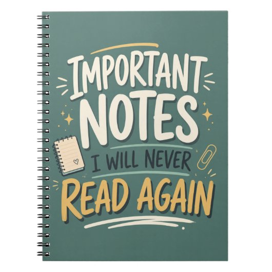 Carnet Notes importantes que je ne relirai jamais Funny (Devant)